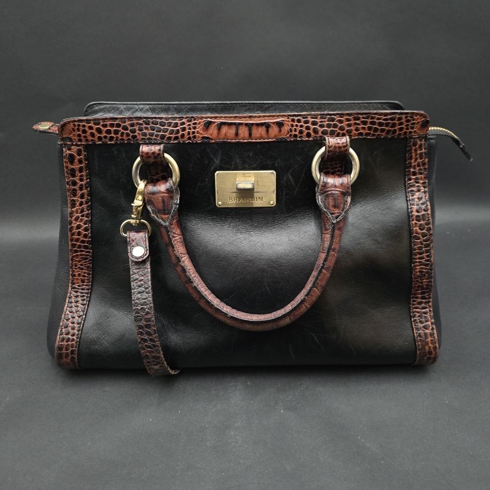 Brahmin Doctor Bag Pecan Melbourne Embossed Leather Handbag Crossbody Purse